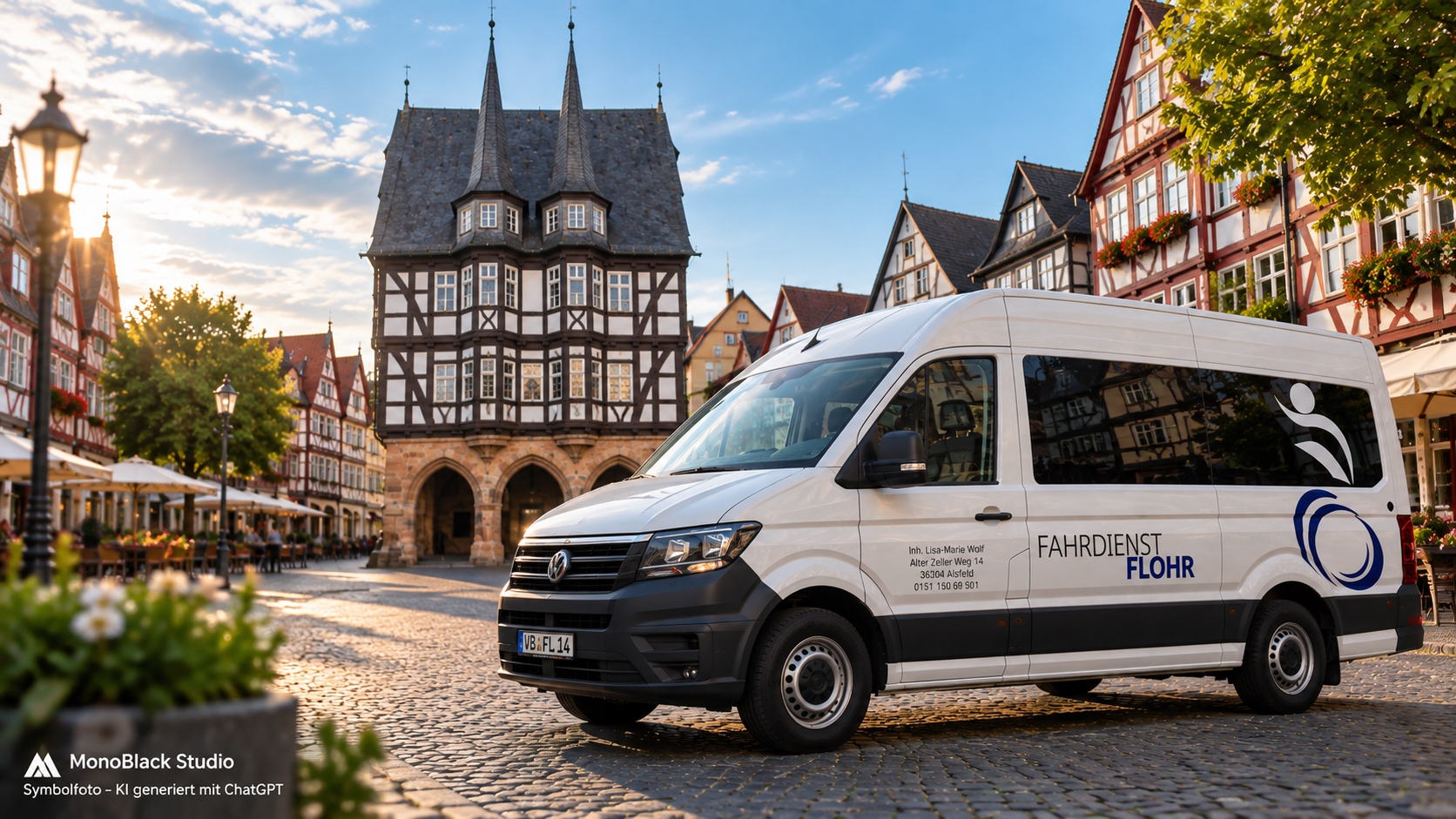 Fahrdienst Flohr vor dem Rathaus in Alsfeld